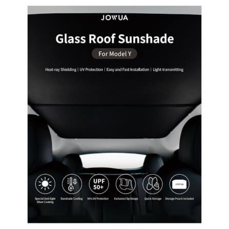 ม่านบังแดดหลังคา JOWUA GLASS ROOF SUNSHADE สำหรับ MODEL Y 2021-2024 สีดำ_1
